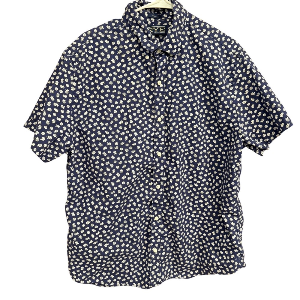 RYE by Hawker Rye Men's XL Short Sleeve Blue Floral Button Up Shirt‎